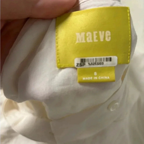 Maeve Anthropologie Semi Sheer Button Blouse Size 8 Ivory Chest Pockets - Picture 6 of 6